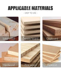 Image showing applicable materials for Solid 1/2 Inch Shank Drawer Pull Router Bit For Woodworking Pros: solid wood, density board, chipboard.