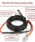 80 Foot Plug In Pipe Heating Cable Kit For Freeze Protection With Built In Thermostat 560 Watt Heat Tape display with features