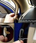 Car thermometer LCD digital clock with exterior temp sensor head and adhesive pad shown near the A-pillar