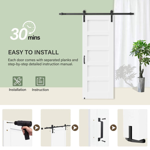 28 Inch By 80 Inch Mirror Barn Door With 72 Inch Track Kit Built To Last Solid Core MDF Sliding Door installation guide