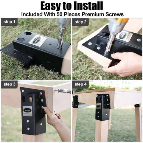 Assembly steps for Heavy Duty Deer Stand Brackets For 4X4 Timbers Featuring Badass Strength And Powder Coated Finish.
