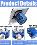 Product details of Rotary Changeover Switch Universal Selector Switch Enclosure Box 690V 40A, highlighting flame retardant PC and copper contacts.
