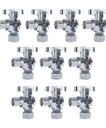 10 Pack Brass Chrome Angle Stop Valves One Half Inch Nom Compression To Three Eighth Inch Compression Five Eighth Inch OD To