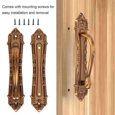 Beefy Heavy Duty Antique Barn Door Handle Set Double Sided Pull For Sliding Barn Doors Gates Garages Sheds Easy Install Rustic Carved Design