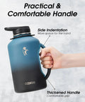 Half Gallon Insulated Water Jug With Comfy Grip Handle Keeps Your Drinks Ice Cold All Day Long No Fuss Carry Design shown being held to highlight the ergonomic handle.