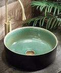 XYWGBMS Small Apartment Ceramic Household Balcony Basin Basin Single Basin Retro Above Counter Basin simple green and black wash basin.