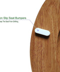 Round Toilet Seat With Easy Clean And Change Hinge Rustic Wood Grain Look Durable Molded Wood Fits All Round Bowls 15.3 To 17.1 Inches showing non-slip seat bumpers