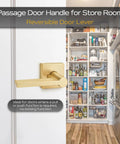 3 Pack Satin Brass Passage Door Handles Square Lever Set No Lock For Hallways And Closets Easy Access Door Levers In Gold Finish