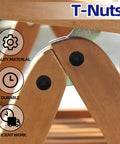 5/16-18 Tee Nuts Four Pronged Black Zinc Plated Steel For Wood And Furniture Projects on wooden chair joint