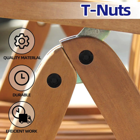 5/16-18 Tee Nuts Four Pronged Black Zinc Plated Steel For Wood And Furniture Projects on wooden chair joint