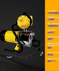 Rock Solid 1HP Water Pressure Booster Pump With Automatic Switch For Whole Home Water Flow And Shallow Well Jobs Featuring Heavy Duty Stainless Steel Build, 1.6HP motor.