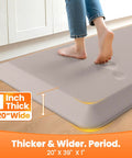 Ultra Thick 1 Inch Anti Fatigue Kitchen Mat 20 By 39 Inches Non Slip Waterproof Floor Mat For Standing Desk Kitchen Sink And Home Office Khaki Perfect For Countertops And Long Meal Prep Sessions, showing foot pressing on mat surface