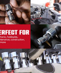 1/4 Inch Drive 12-Piece Swivel Socket Set, 6-Point Metric 5mm To 15mm, Flexible Joint For Tight Spaces, Aluminum Storage Rail Included, Easy Access To Hard-To-Reach Fasteners on rail