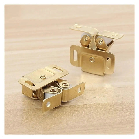 Cool 10 Pack Cabinet Latch Catches With Built-in Spring Auto Locks To Secure Wardrobes Cupboards And Kitchen Drawers, gold metal.
