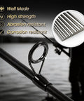 Complete 3-In-1 Fishing Rod Tip Repair Kit Loaded With Pro Gear To Restore Broken Tips And Refit Split Guides Fast So You Can Keep Tight Lines No Sweat Ever, showing a high-strength ceramic guide on fishing rod.