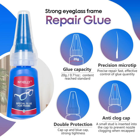 Clear Glasses Frames Glue For A Fast Fix And Bonding, Instant Strong Adhesive For Plastic Metal Wood Rubber Leather Eyewear