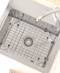 Stainless Steel Kitchen Sink Grid Protector 18 Inch Long By 13.4 Inch Wide With Center Drain Durable Sink Rack Raised Off Bottom