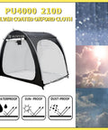 Heavy Duty Bike Tent Shed For Outdoor Storage, Extra Thick 210D Oxford, Waterproof, Sunproof, Black tent with weather icons