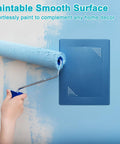 Painting Real Deal Two Pack Drywall Access Panels For Your Home Base with roller on a smooth blue surface.