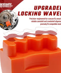 Close-up of TIGERSGATE orange double-headed cam/crankshaft locking tool for Harley Twin Cam M8 engines