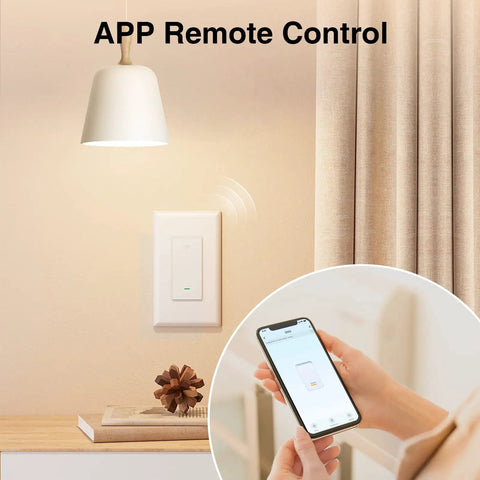 Single Pole 2.4GHz WiFi Smart Light Switch For Lights Works With Alexa And Google Home Neutral Wire Required Remote Control