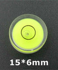 100 pcs Multisize Circular Spirit Level Bubble Level, round 15*6mm, bright yellow color, ideal for leveling tasks.