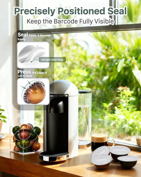 Aluminum Foil Lids For Reusable Nespresso VertuoLine Pods, 240 Pack Pod Covers For Seals, Easy Install And Tight Fit, Compatible With VertuoLine Capsules For Fresh Barista Style Coffee At Home