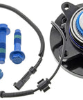 Front Wheel Bearing And Hub Assembly For 2011 To 2014 Ford Expedition Lincoln Navigator F150 4WD, includes blue bolts and wiring.
