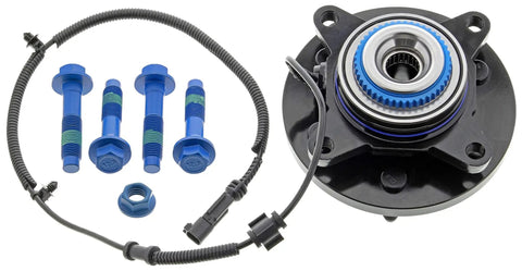 Front Wheel Bearing And Hub Assembly For 2011 To 2014 Ford Expedition Lincoln Navigator F150 4WD, includes blue bolts and wiring.