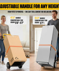 Heavy Duty Folding Hand Truck Wheeled Dolly Cart With Rugged Alloy Steel Frame Eight Hundred Lb Capacity, adjustable handle for various heights.