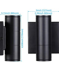 Integrated LED Cylinder Up Down Outdoor Wall Light, Slick Aluminum Waterproof Sconce, dimensions illustration