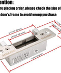 Heavy Duty Electric Strike Lock With Adjustable Mode For Fail Safe Or Fail Secure, 2200 Lb Jaw Strength, with measurements