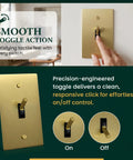 Heavy Duty Solid Brass And Steel Toggle Light Switch 1 Gang Kit With Gold Finish Wall Plate shown with hand