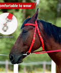Adjustable Horse Bridle Set With Stainless Steel Bit And Reins, Durable Nylon Webbing Headstall, Non Slip Design, Blue Color