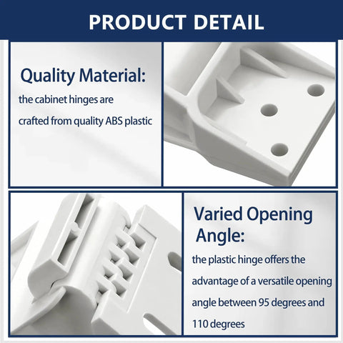 Two Pack Universal Freezer Hinges For Chest Freezers And Refrigerators, 3 Hole Counterbalance Friction Folding Door Hinges, 95 To 110 Degree Adjustable Grey Plastic Replacement Parts
