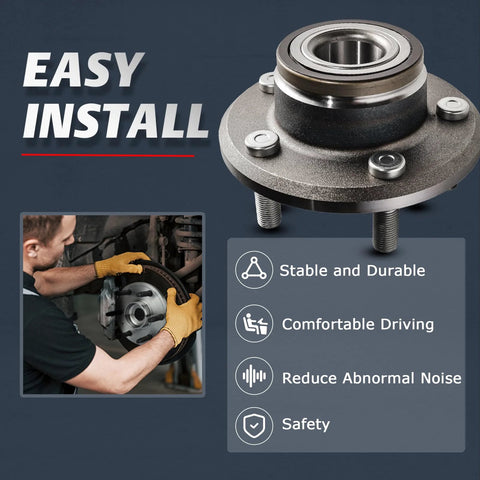 Front Wheel Bearing Hub Replacement For Dodge Challenger Charger Magnum And Chrysler 300 RWD 5 Lug ABS Encoder Drop In Replacement Fits 2005 2014 Models shown installed and features highlighted
