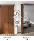 40 Inch Box Rail Hardware For Bifold Sliding Barn Door Track Ceiling Mount Kit Up To 38 Inch Wide Single Door Not Included Aluminum Alloy Hanger Rollers With Nylon Wheels For Smooth Operation installed view opened and closed.