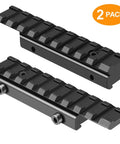 11mm Dovetail To 21mm Picatinny Rail Adapter Mount For Precision Optics, Low Profile Scope Riser, Aluminum Base, 2 Pack