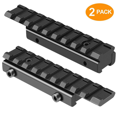 11mm Dovetail To 21mm Picatinny Rail Adapter Mount For Precision Optics, Low Profile Scope Riser, Aluminum Base, 2 Pack