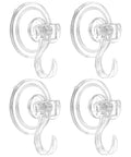 4 Pack Suction Cup Hooks Heavy Duty Bathroom Kitchen Mounts For Glass Doors And Mirrors, Waterproof Moisture Proof, clear set of 4