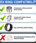 Half Inch PEX Swivel Elbow Fitting NPT Female Threaded Brass Crimp NPSM 90 Degree Adapter For RV PEX Faucet Connector Built Tough Lead Free DZR Brass NSF ANSI 61 Certified Quality, PEX ring compatibility chart