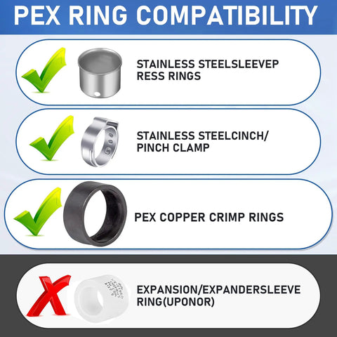 Half Inch PEX Swivel Elbow Fitting NPT Female Threaded Brass Crimp NPSM 90 Degree Adapter For RV PEX Faucet Connector Built Tough Lead Free DZR Brass NSF ANSI 61 Certified Quality, PEX ring compatibility chart