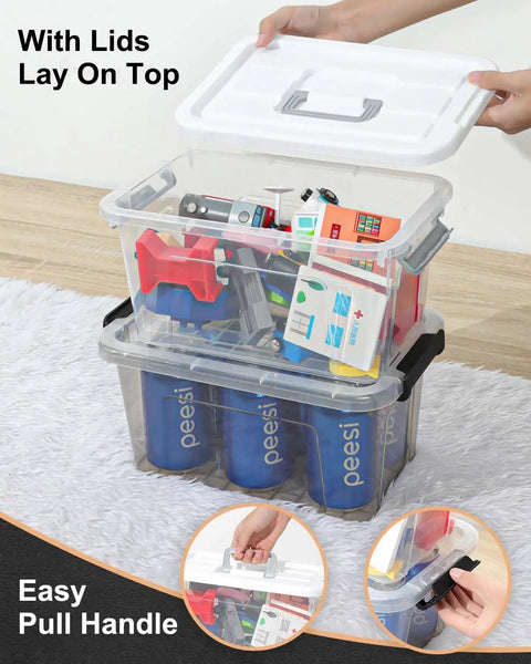 Clear Plastic Storage Bins With Lids 7 Quart Transparent Stackable Organization Containers Pantry Home And Office Game Changer Ditch The Hassle And Keep Every Shelf Clean Sweep Snag This 6 Pack