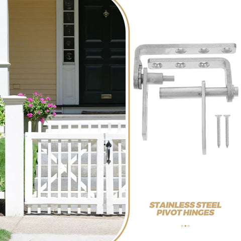 Stainless Steel Door Pivot Hinges With Auto Close And Concealed Half Waist Design, dual rotation kit on white gate