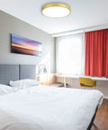 Bedroom with Gold Flush Mount Ceiling Light 2 Pack 9 Inch Modern LED Ceiling Fixtures Low Profile Round Pane With 3000K To 5000K Color Temp