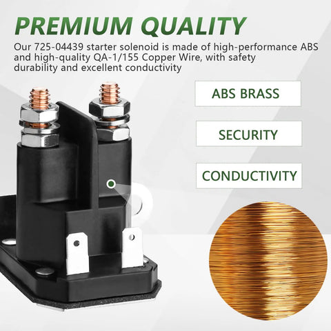 12V Starter Solenoid For Riding Lawn Mowers And Tractors Compatible With John Deere Cub Cadet MTD Troy Bilt Trombetta Replacement Relay 725 04439 725 04439B GY22476 AM138068 862 1211 211 16 black ABS brass terminals