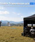 Wireless Hd Video Transmitter And Receiver System Featuring Fanless Silent Recording For Smooth Vlogging Interviews And Live Events Delivers No Sweat Setup With Big Gig Image Clarity, outdoor setup with crew and monitors.