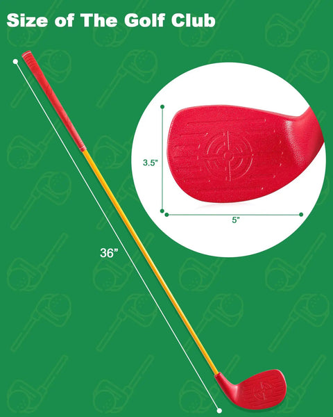 Backyard Golf Game Set With Oversized 5x3.5 Inch Club Heads And 36 Inch Lightweight Carbon Shaft For Adults shown in dimensions