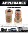 Three Sixteenth Inch Brake Line Fittings Kit With Invert Flare M10 By 1.0 Metric Threads Direct Replacement For Old Car Parts Brake Lines Union Space Saving And Easy To Install For Brake System Repair, 3/16 brake fitting