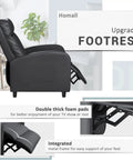 Comfy Leather Recliner Chair With Lumbar Support For Home Theater And Living Room, side view showing upgraded footrest